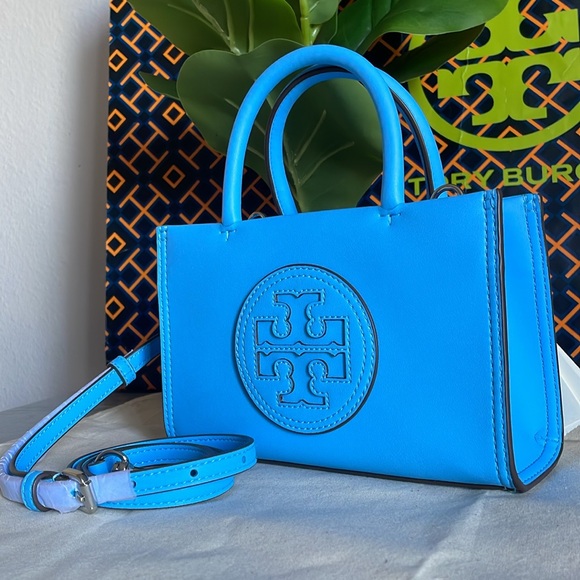 New✨authentic tory burch Ella bio mini tote (blue azure) crossbody 145613 - Picture 4 of 15